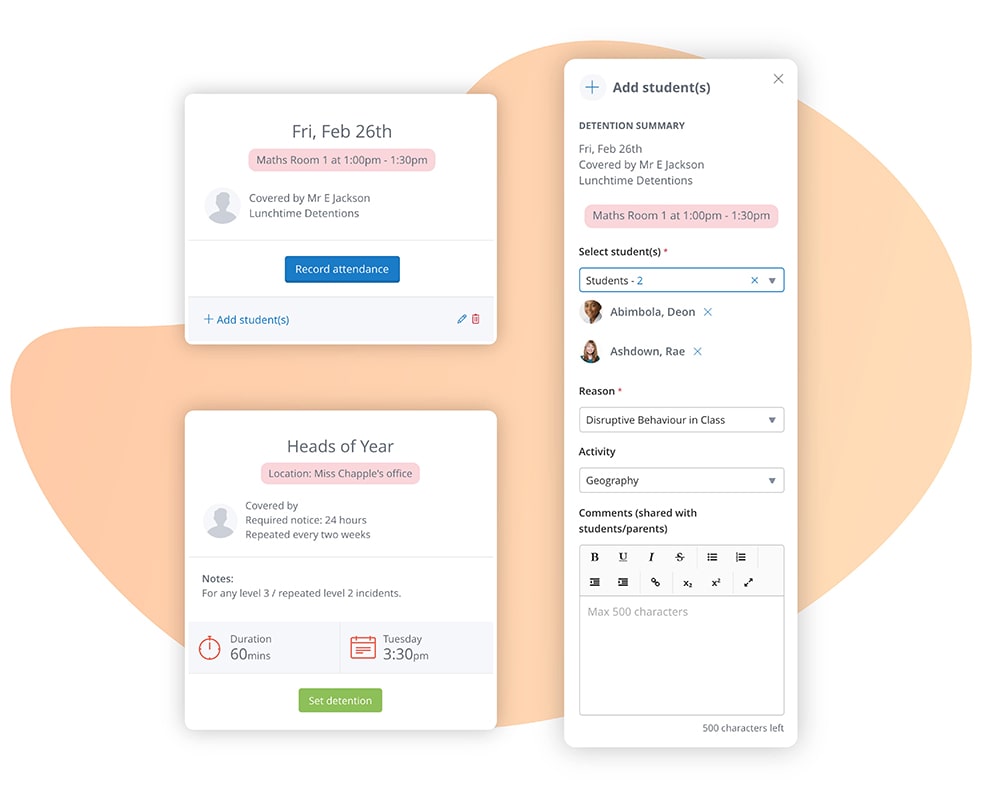 Image of Satchel One's Detentions app and how it integrates with Behaviour Pro