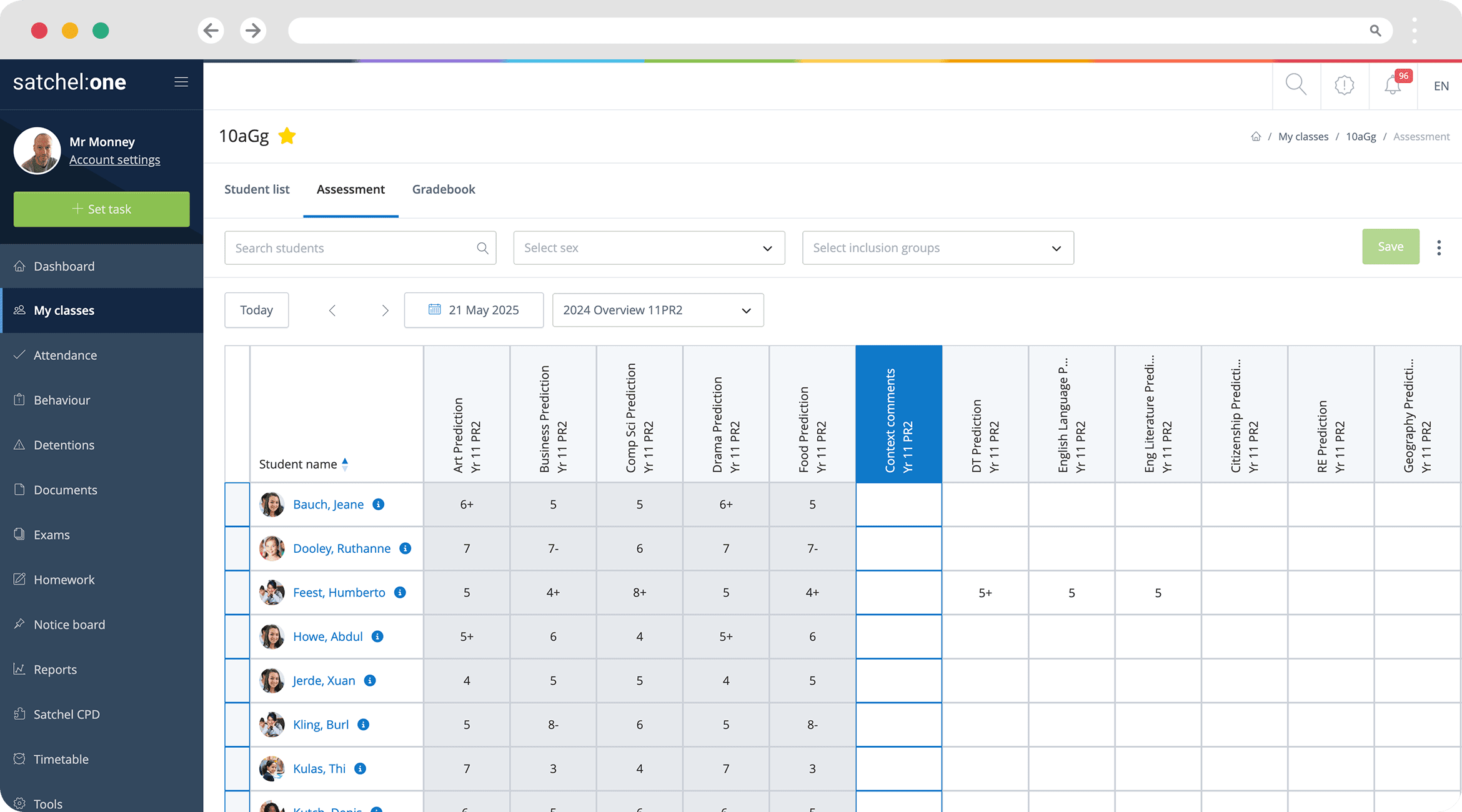 Satchel One's MIS Assessment feature screen