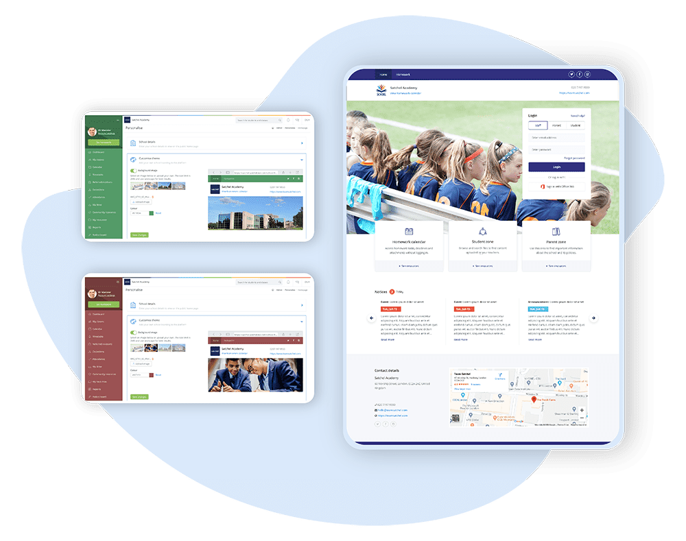 School branding Image showing colour change for school branding